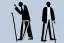 Placeholder: modern illustration of a blind man,black background , holding cane