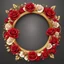 Placeholder: round Golden frame with red and roses