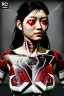 Placeholder: Studio photo portrait, Asian woman samurai, yakuza body tattoos, symmetry photography, cyberpunk, army dress, japanese traditional ornaments, red, white, black, led wires, glow eyes, cinematic, Ultra realistic, wide angle view, soft color, highly detailed, unreal engine 5, RTX, ultra detail, 3d, finely drawn, high definition.