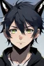 Placeholder: A male anime man with messy black hair, black cat ears.