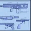 Placeholder: Full Blueprint sketch of one futuristic gun