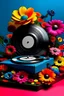 Placeholder: Vinyl player with flowers and psychedelic