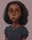 Placeholder: Portrait of a pretty dark skinned little girl witch with dark curly hair by Jim Kay