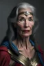 Placeholder: mujer de 70 años vestida como mujer maravilla en estilo hiper realista