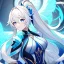 Placeholder: Clear focus, 8k, beautiful lighting, vibrant colors, girl, white long hair, vibrant blue eyes, messy hair, ponytail, honkai impact, herrscher of flamescion outfit,