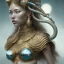 Placeholder: sango fantasy, fantasy magic, intricate, sharp focus, illustration, highly detailed, digital painting, concept art, matte, artgerm and paul lewin and kehinde wiley, masterpiece silver elephant head bronze Asian African girl nice breast Afo hair turquoise sun rain waves