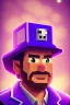 Placeholder: a portrait of a purple Minecraft guy, cute, farmer look, 2d, large pixel style