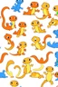 Placeholder: Lots of little tiny cute cartoon newts