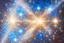 Placeholder: lightblue sky with little bright diamond stars shining galaxy and soft light beam