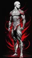 Placeholder: Full body Art illustration lineal art Bran Mak Morn calidad ultra, hiperdetallado, 12k, fondo negro, color blanco, rojo, negro y marrón full body