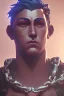 Placeholder: Full body Cyberpunk Greek statue of a man in chains , future classic, unreal engine, epic high details high quality