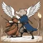 Placeholder: [in the style of mouse guard by David Petersen] Jacob wrestling with angel