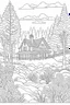 Placeholder: coloring page, woodland retreat, full view, realistic, coloring page, only draw lines, coloring book, clean line art, –no sketch, color, –ar 3:4, white background, minimalistic black lines, minimal black color, low level black colors, coloring page, avoid thick black colors, thin black line art, avoid colors, perfect shape, perfect clear lines,