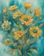 Placeholder: turquoise, green and gold flower van Gough water color