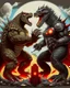 Placeholder: Godzilla fighting vs robot kong