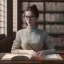 Placeholder: studying girl in library, ultra detail, curl hair, realistic photo unreal engine, cinematic lighting --ar 1:1 creative