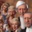 Placeholder: Recep Tayyip Erdogan has a beard like Papa Smurf and is cheerful with Marilyn Monroe at party.