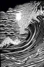 Placeholder: waves art, black and white, line art rough