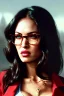 Placeholder: redshift style, a real perfect Megan Fox, glasses, perfect face, intricate, elegant, highly detailed, trending on artstation, by Tom Bagshaw and Seb McKinnon, 150mm portrait, photography, epic cinematic, octane render , denoise, photograph with a Hasselblad H3DII, extremely detailed