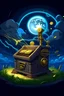 Placeholder: machine weapon robbery coins lightning moonlight