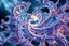 Placeholder: Dynamic complex hypnotic fractal 3D structures radial Symmetry twisting and morphing between organic and geometric forms , smooth translucent iridescent glass with inner glow and bubbles, varied transparent materials, stormy skies, intense dramatic