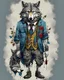 Placeholder: anthropomorphic wolf full body art illustration