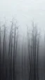 Placeholder: Field of bamboos gray trees in the swamp , dim light , foggy, sad, Bruegel painting style , cloudy, atmosphere,