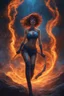 Placeholder: The female Shadow of Death using the staff of destruction. sexy, blue fire and orange smoke. fantasy art, Cinematic lighting, Volumetric,, lighting, Epic color composition, the hole naked truth, octane render, Mark Brooks and Dan Mumford, comic book art,