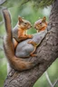 Placeholder: a pair of squirrels in love sleeping snuggling together in a big tree