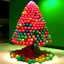 Placeholder: A christmas tree made of bubblegum