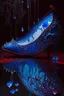 Placeholder: dark fantasy, intricate cover, a whimsical fairytale, translucent shoe made of blue glass with drops of crimson blood underneath