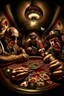 Placeholder: Duke Nukem and some friends smoking and playing cards, davinci. Surreal. Agony face, smile, pain scream. Fish eye lense camera. Perfect composition.