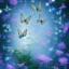 Placeholder: garden with subtle cristal transparent bright glitter blue butterfly, light, galactic, subtle flowers