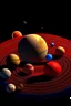 Placeholder: A solar system of oversized cartoonish planets all in orbit of it's red dwarf star