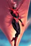 Placeholder: evil supergil flying in a red sky tight outfit jim lee style