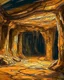 Placeholder: A tan underground cavern in graffiti art style painted by Leonardo da Vinci