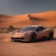 Placeholder: 3d rendering. futuristic car. Buried in desert sand. Lost in Time