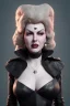 Placeholder: Lana Turner as evil queen in black leather, leather, busty, cleavage, angry, stern look. character design by cory loftis, fenghua zhong, ryohei hase, ismail inceoglu and ruan jia. unreal engine 5, artistic lighting, highly detailed, photorealistic, fantasy