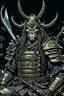 Placeholder: Armoured Samurai with oni mask ,manga, from 1980 dark fantasy, style by Kentaro Miura