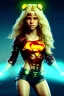 Placeholder: portrait, Shakira, blonde, angry, Realistic image, superhero, watchmen style, make-up, gold make-up, sweat, fog, goddess style, Neon colors, leds. Black background, photo studio, concept art, smooth, unreal engine 5, god lights, ray tracing, RTX, lumen lighting, ultra detail, volumetric lighting, 3d, finely drawn, high definition, 4k.