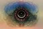 Placeholder: reshape to resemble a stylized human eye. colorful powdery eye shadow around it