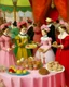 Placeholder: A pink carnival with cookies and cakes painted by Edgar Degas