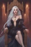 Placeholder: Beautiful white haired Vampire queen on her throne, drawing