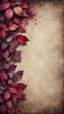 Placeholder: Hyper Realistic small maroon leaves border & rainbow multicolor grungy rustic texture with vignette effect