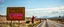 Placeholder: neon roadside sign warning about "dangerous illusions in road" and artwork in the road, people pointing at the sign, it has some beautiful neon artwork