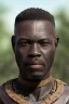 Placeholder: african head portrait, warrior costume, village, meditation, woods, galaxy sky, 8k quality