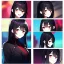 Placeholder: Clear focus, 8k, high quality, detailed, beautiful lighting, girl, vibrant colors, black hair, vibrant red eyes, smile, red and black jacket,