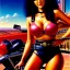 Placeholder: portrait of busty beautiful 'Female Rider on Shotaro Kaneda's Bike',painting by Earl Norem, simon Bisley, evan lee, 86-86, oil on canvas, cinematic composition, extreme detail,fit full head inside picture,8k