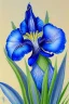 Placeholder: a painting of a blue iris by artist "Hiroshi Kobayashi"