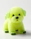 Placeholder: Generate image: A macro 3D render of a cute, lovely wooly dog ,made of Translucent glossy jelly material, soft gelatinous appearance, smooth rounded surface, realistic subsurface scattering, internal light diffusion, subtle volumetric translucency, wet polished highlights, slightly reflective surface, soft rubbery-plastic texture, vibrant neon green color, physically based shader, studio lighting, high-end CGI render.